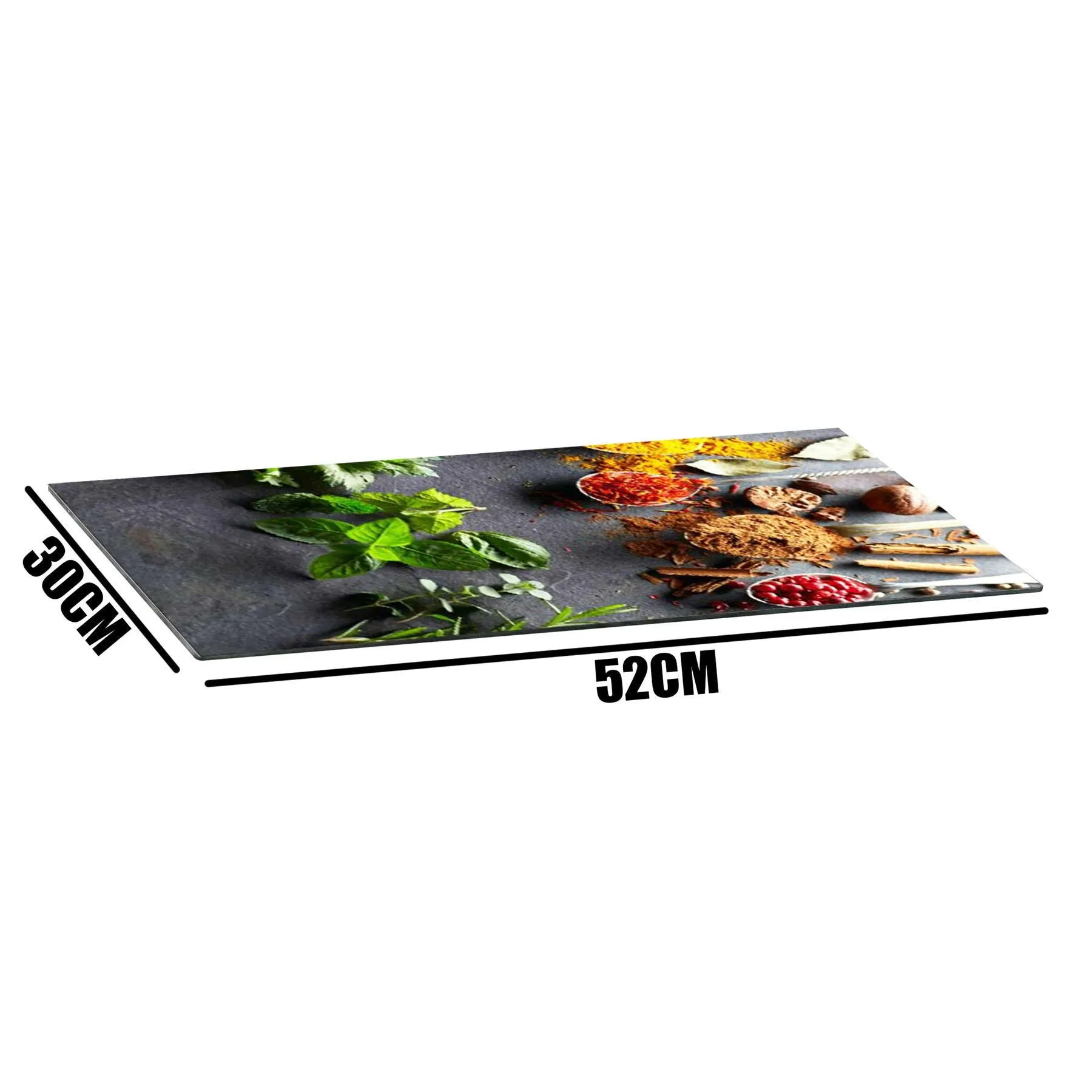 Glass Cutting Boards with Spoon & Herbs Design