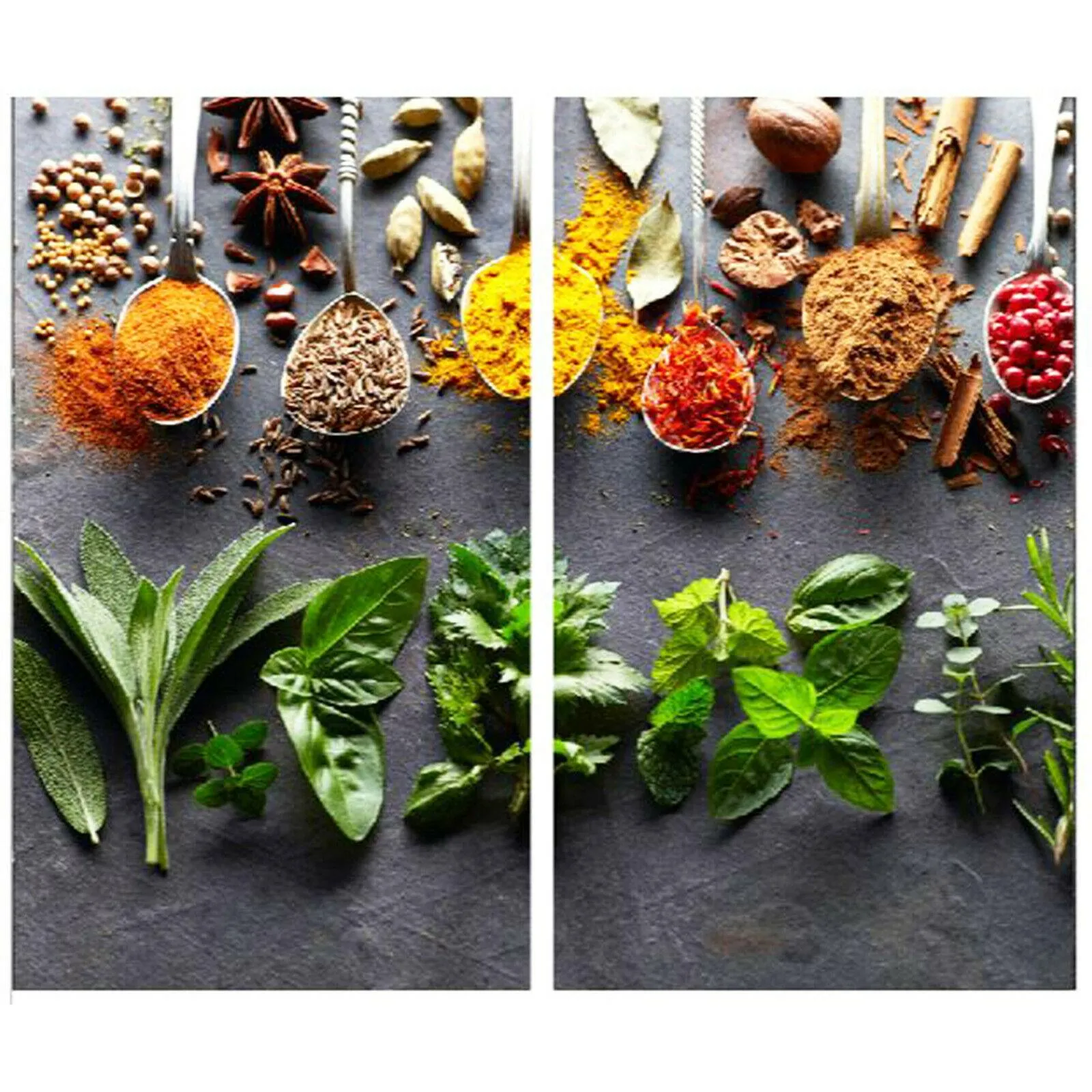 Glass Cutting Boards with Spoon & Herbs Design