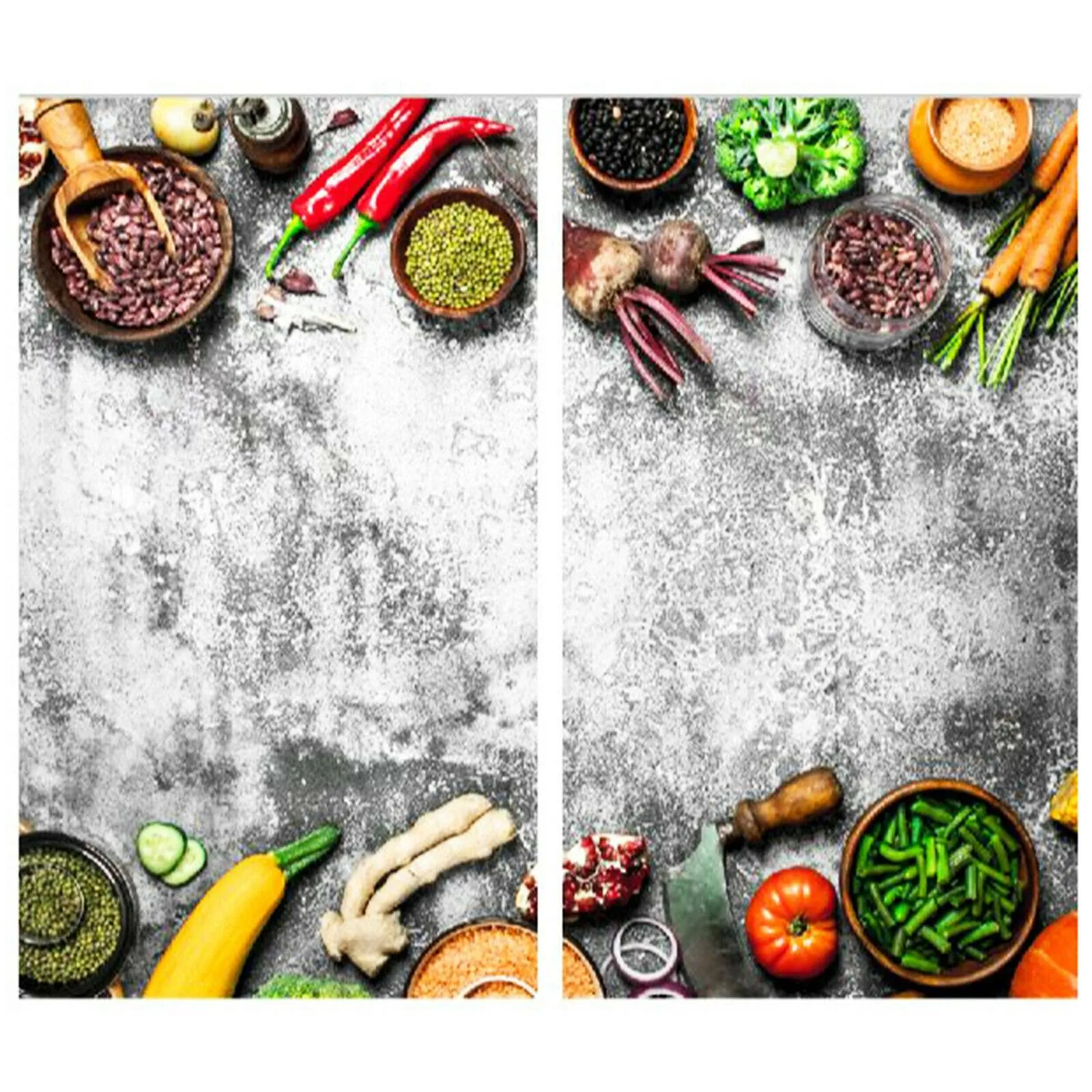 Glass Cutting Boards with Veggies Design