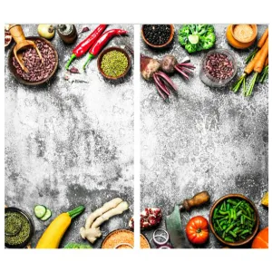 Glass Cutting Boards with Veggies Design