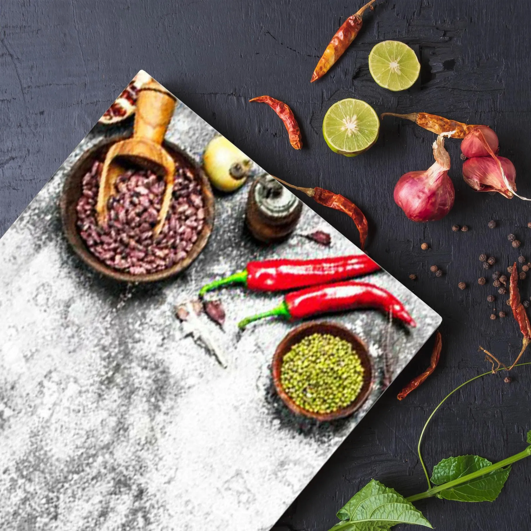 Glass Cutting Boards with Veggies Design
