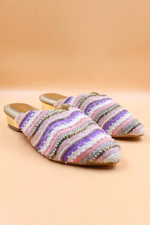 Gold Crystal & Bead Work Mules