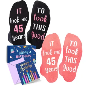 HAPPYPOP 45th Birthday Gifts Ideas Socks - Funny Gifts for Guys in Their 45s, 45 Year Old Gifts for Men Women, 45th Birthday Socks Pack