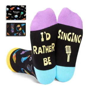 HAPPYPOP Music Gifts for Singers - Funny Singing Gifts for Adult, Cool Singing Music Socks 4-6 Years