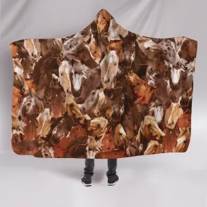 Horses on Horses on Horses Hooded Blanket