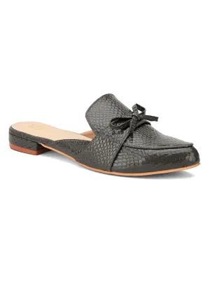 Hydes N Hues Grey Self Printed Mules
