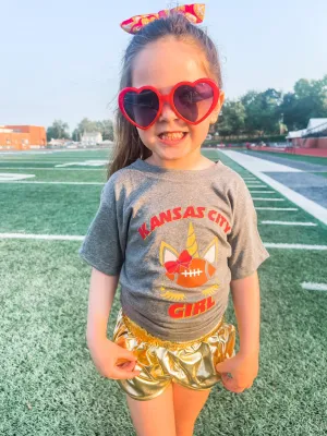 Kansas City Girl Unicorn Grey Graphic Tee