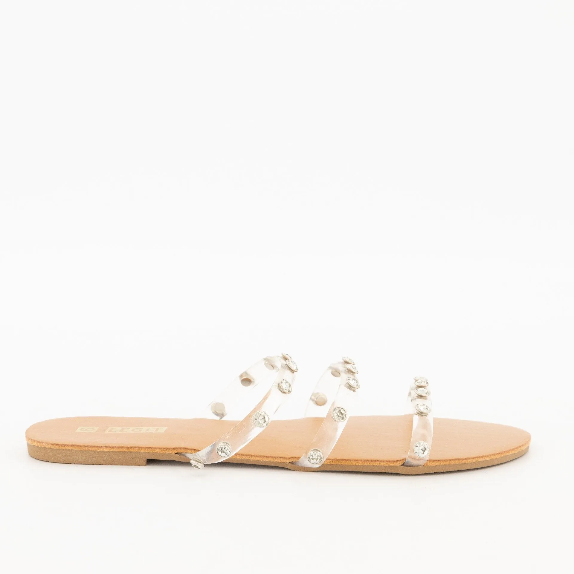 Ladies-Vinyl Strap Embellished Sandal