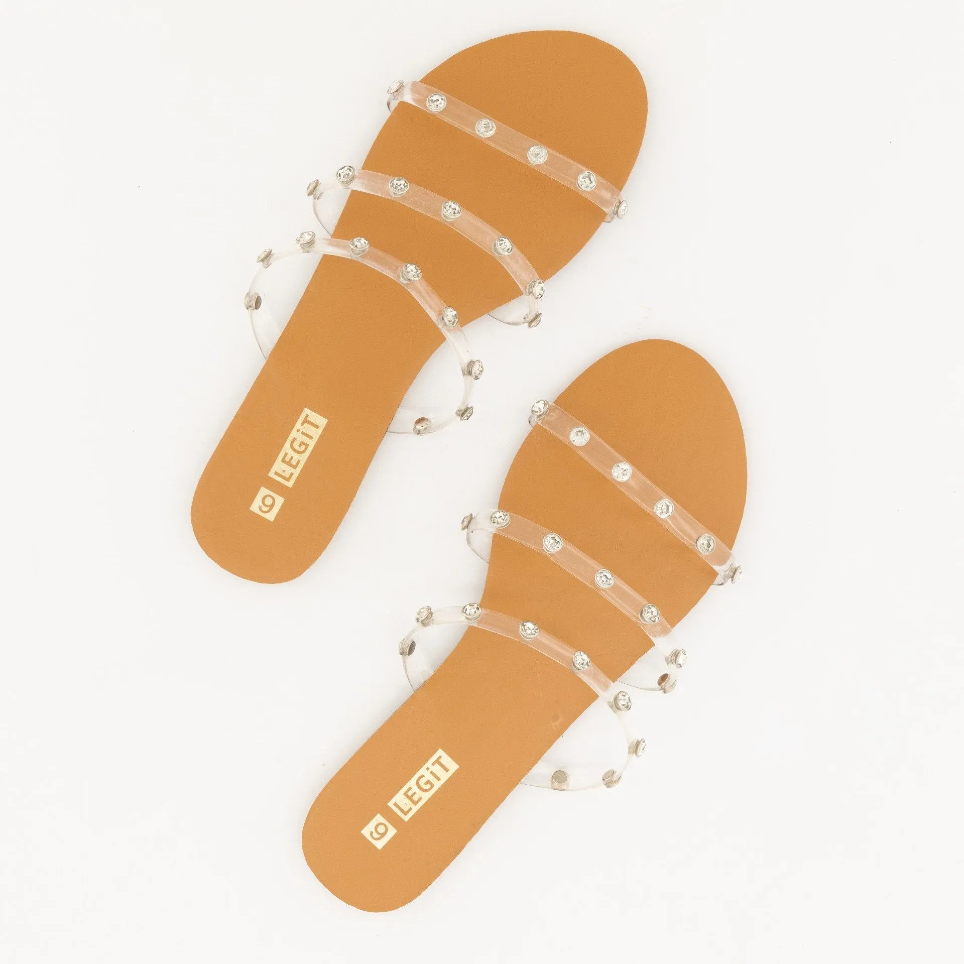 Ladies-Vinyl Strap Embellished Sandal