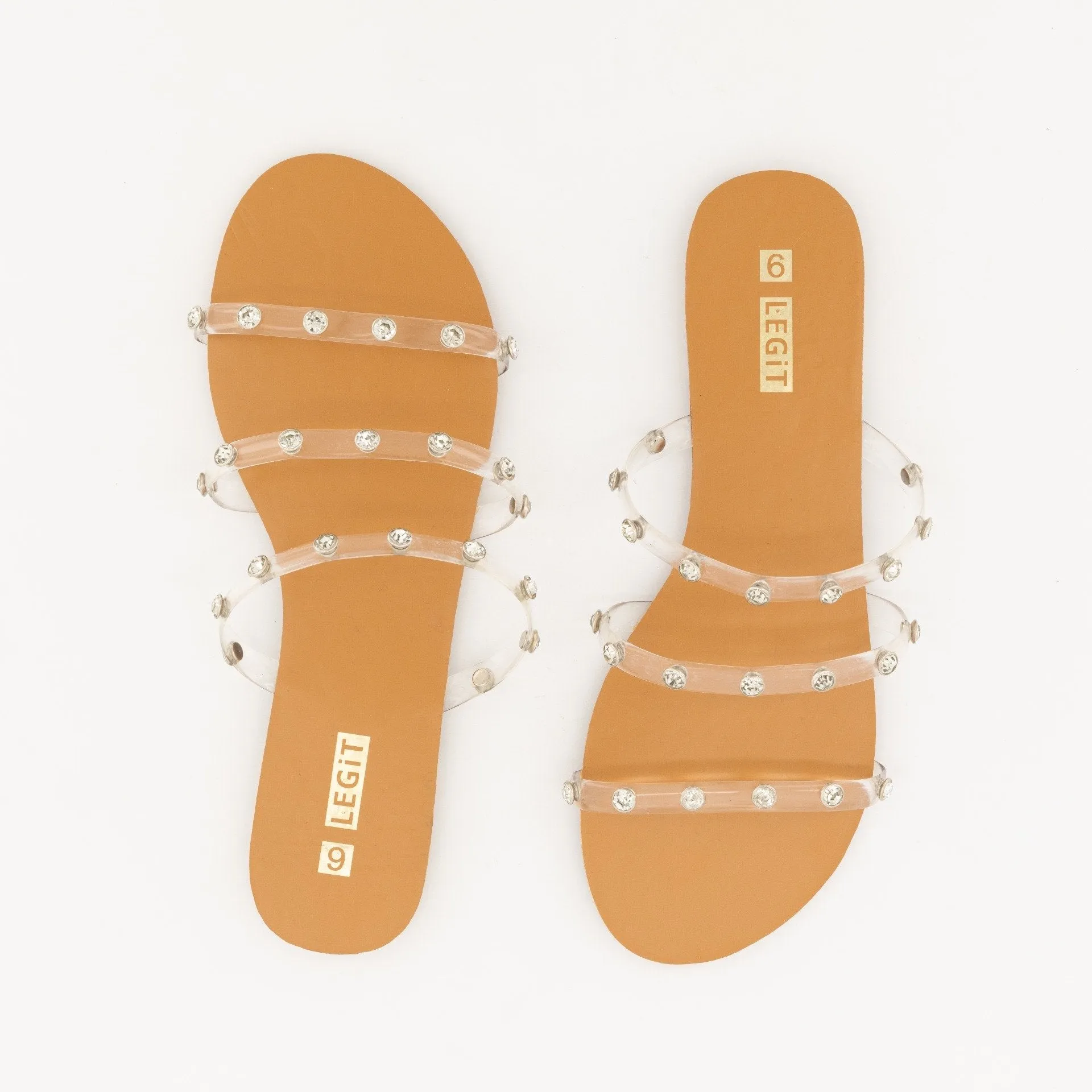 Ladies-Vinyl Strap Embellished Sandal