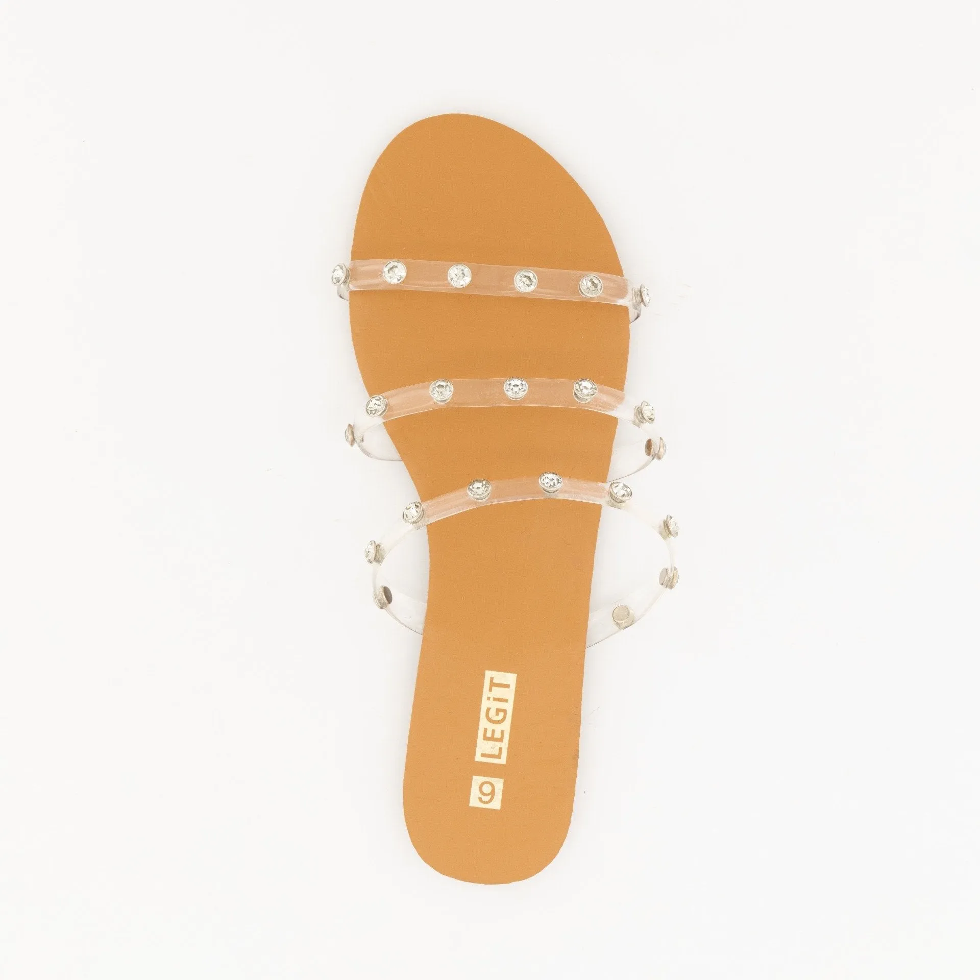 Ladies-Vinyl Strap Embellished Sandal