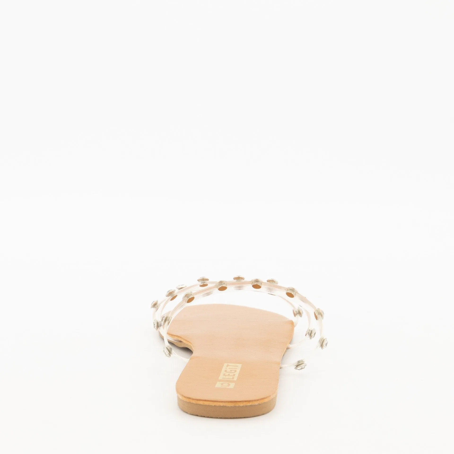 Ladies-Vinyl Strap Embellished Sandal