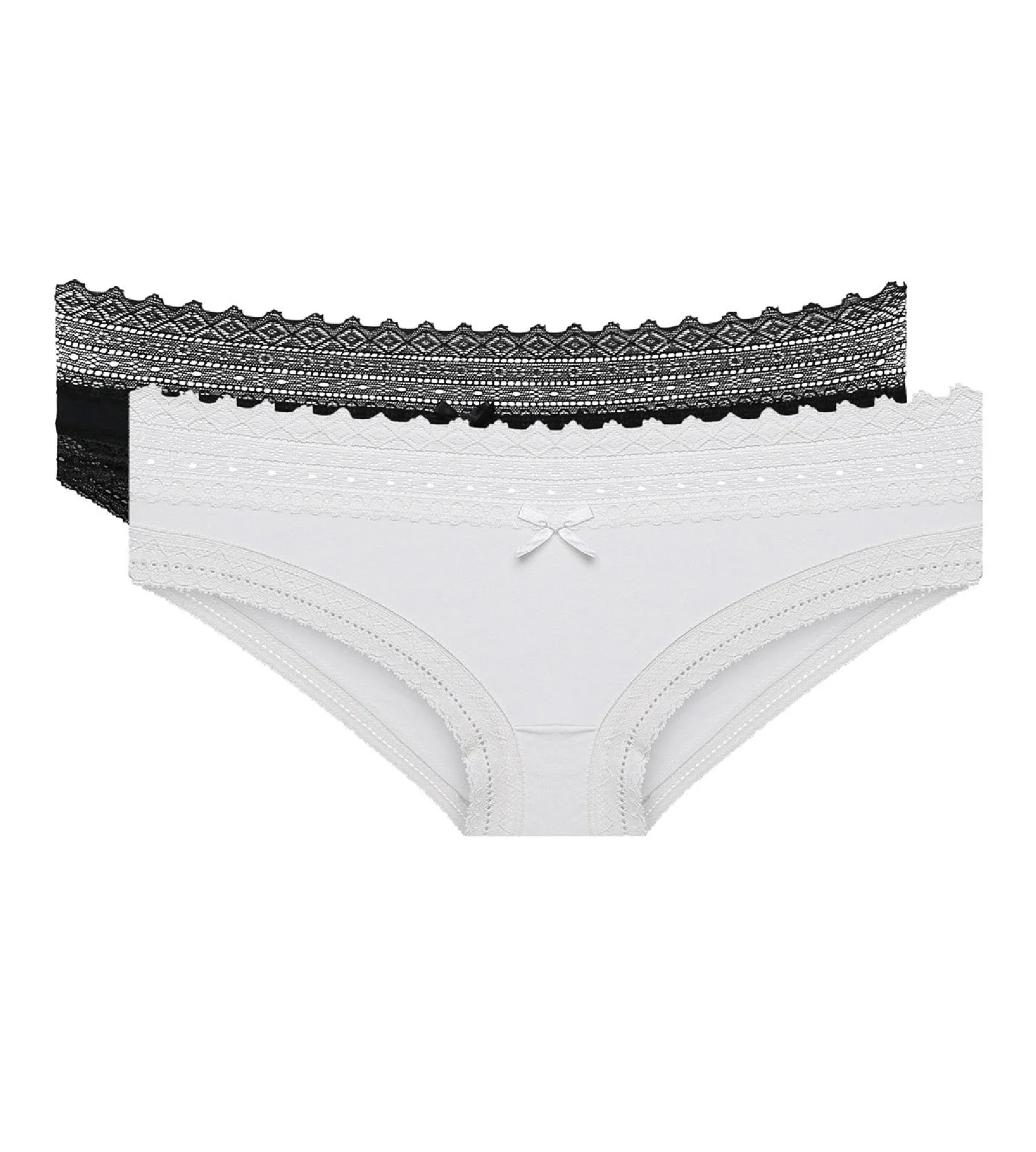 Lot de 2 slips noir et blanc Sexy Fashion en coton dentelle