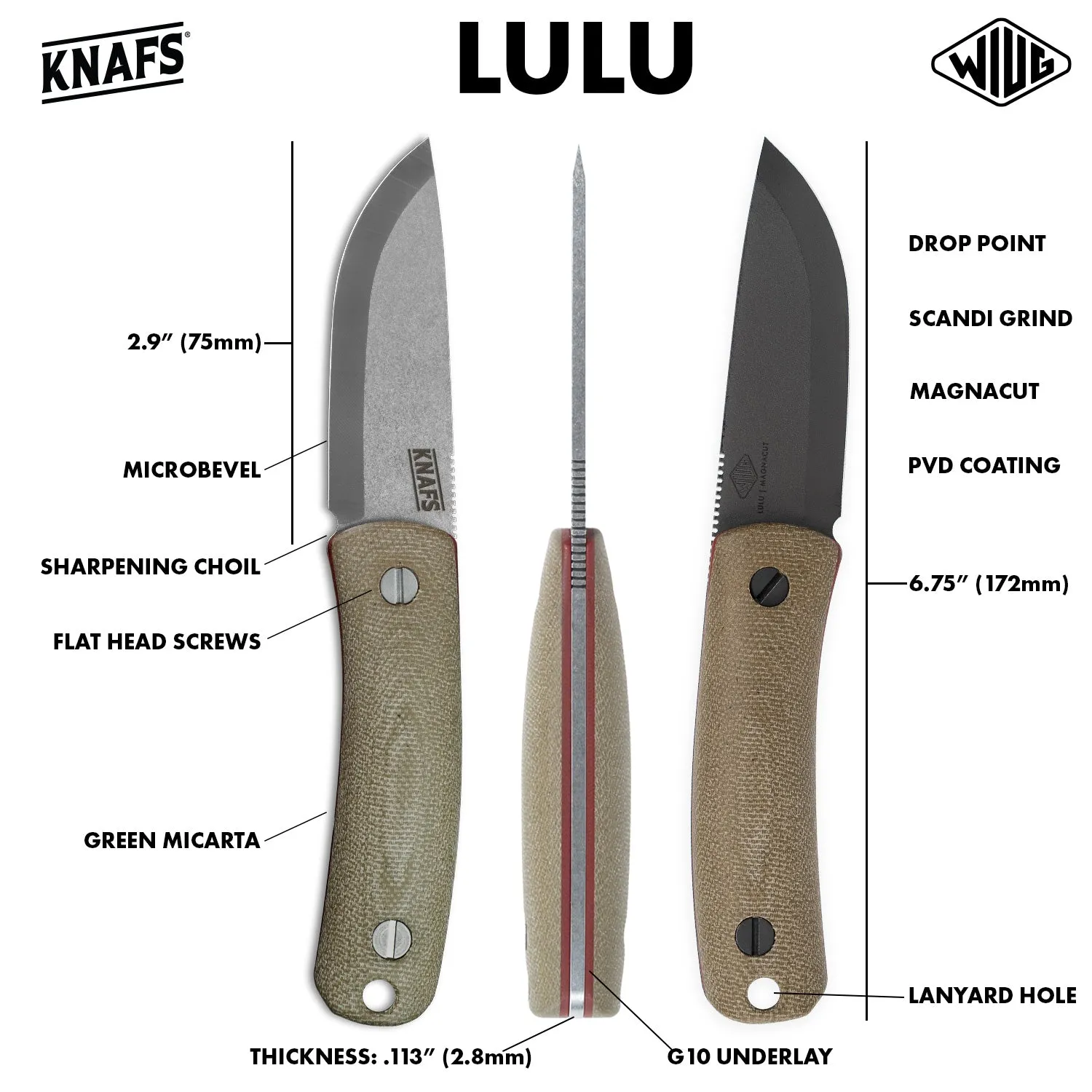Lulu - Fixed Blade Knife - Striker Spine
