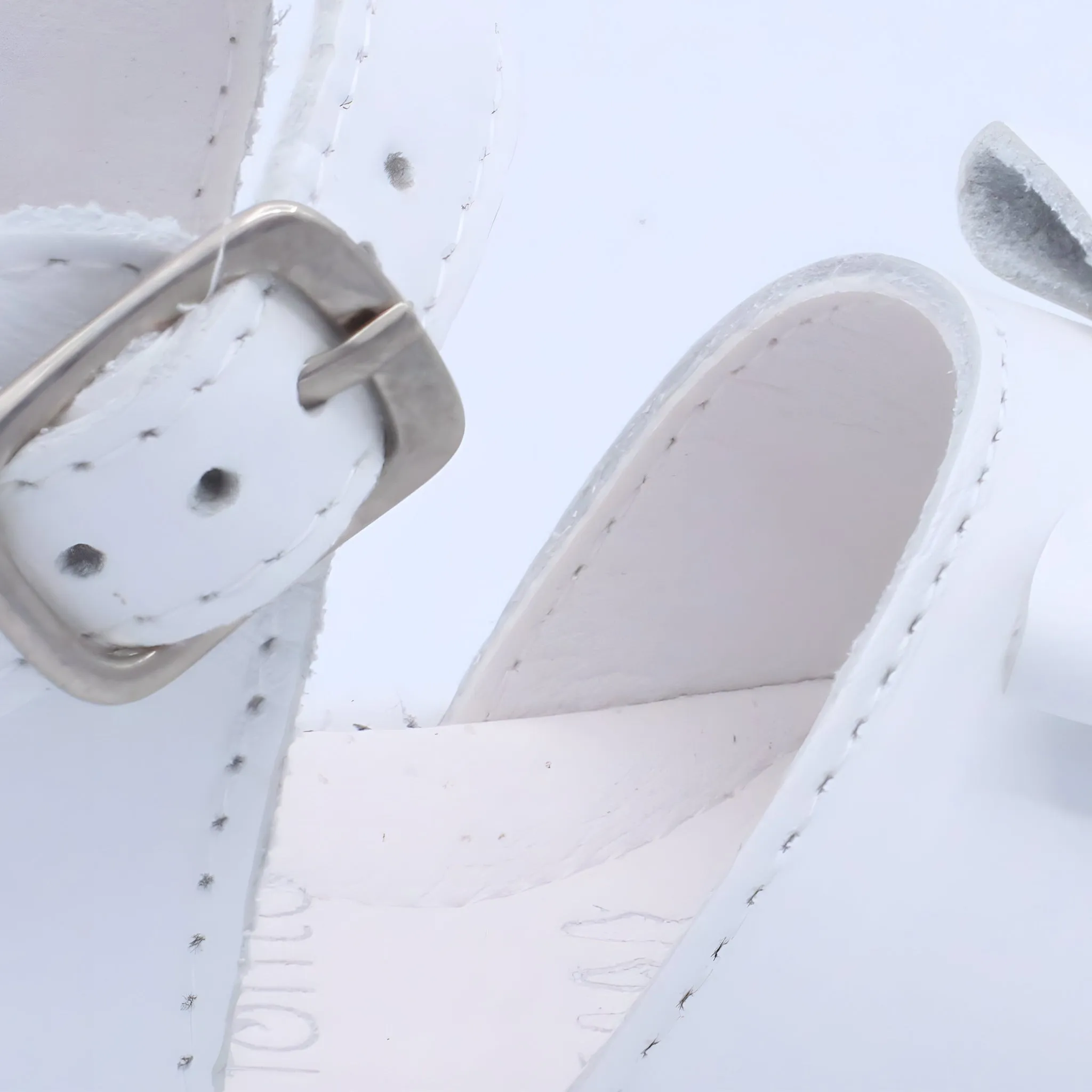 'Marina' Girls White Leather Open-Toe Sandals