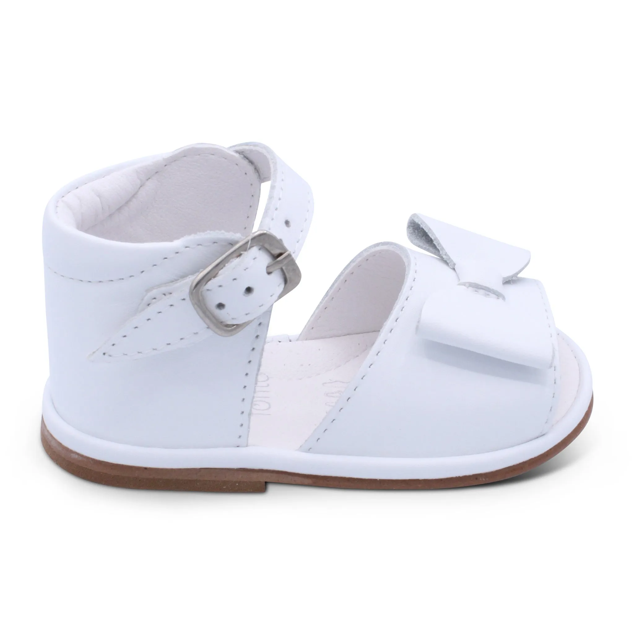 'Marina' Girls White Leather Open-Toe Sandals