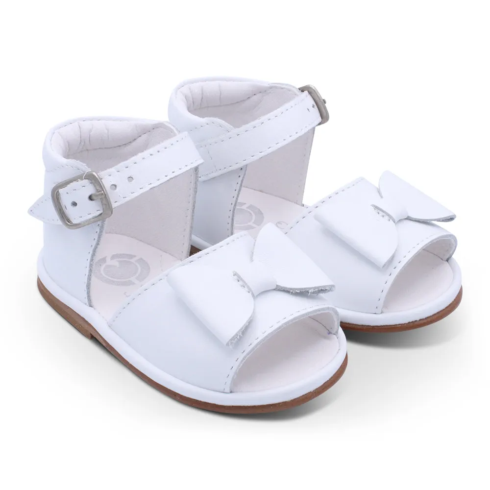 'Marina' Girls White Leather Open-Toe Sandals