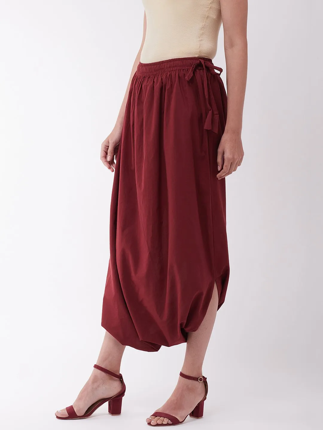 Maroon Cowl Dhoti