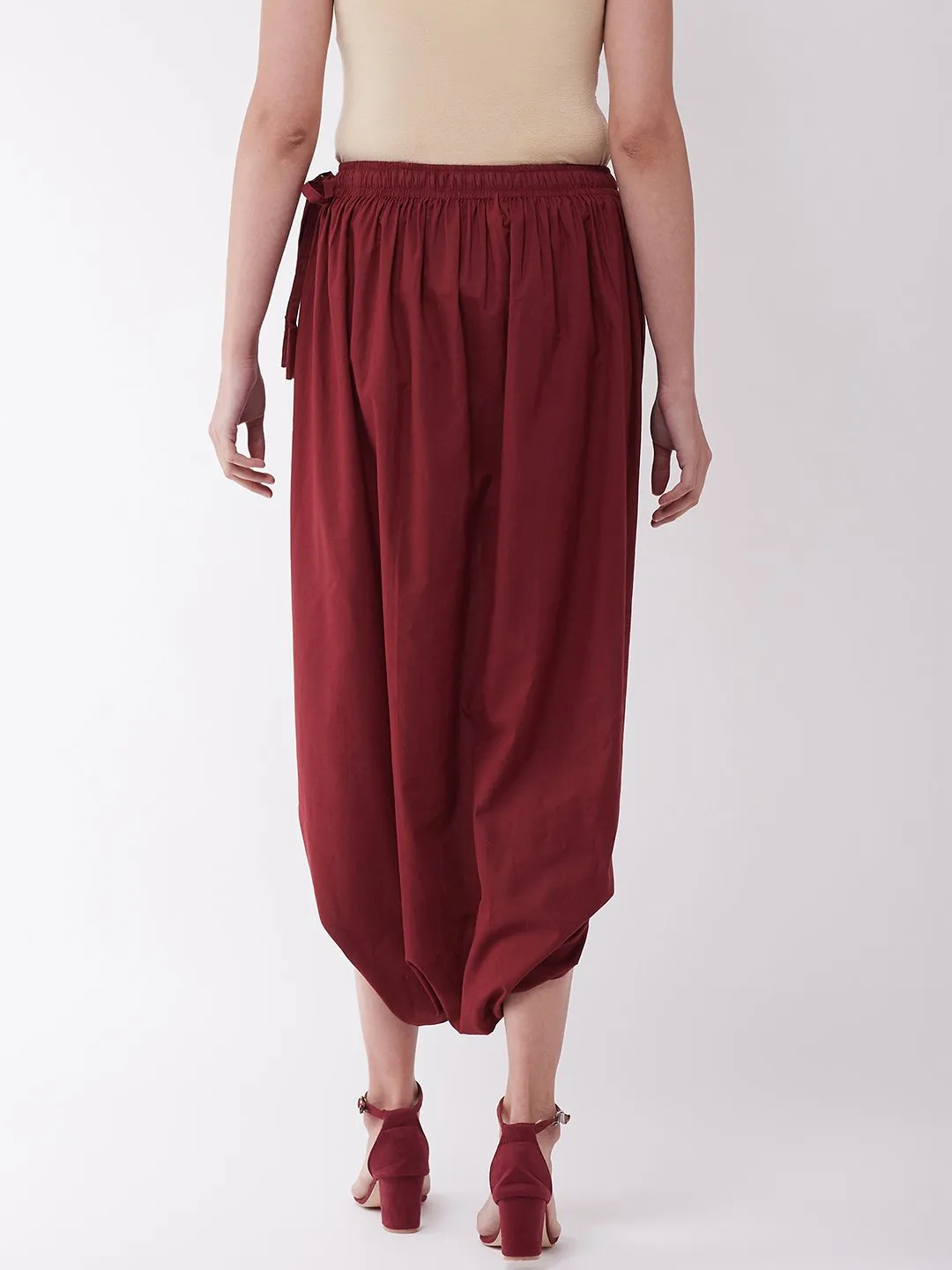 Maroon Cowl Dhoti