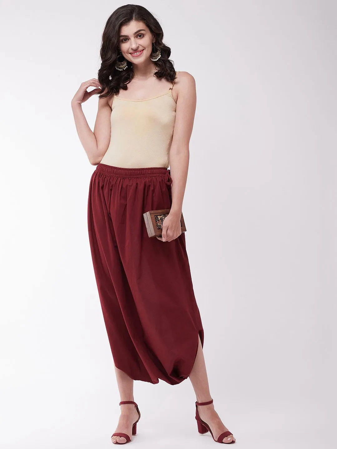 Maroon Cowl Dhoti