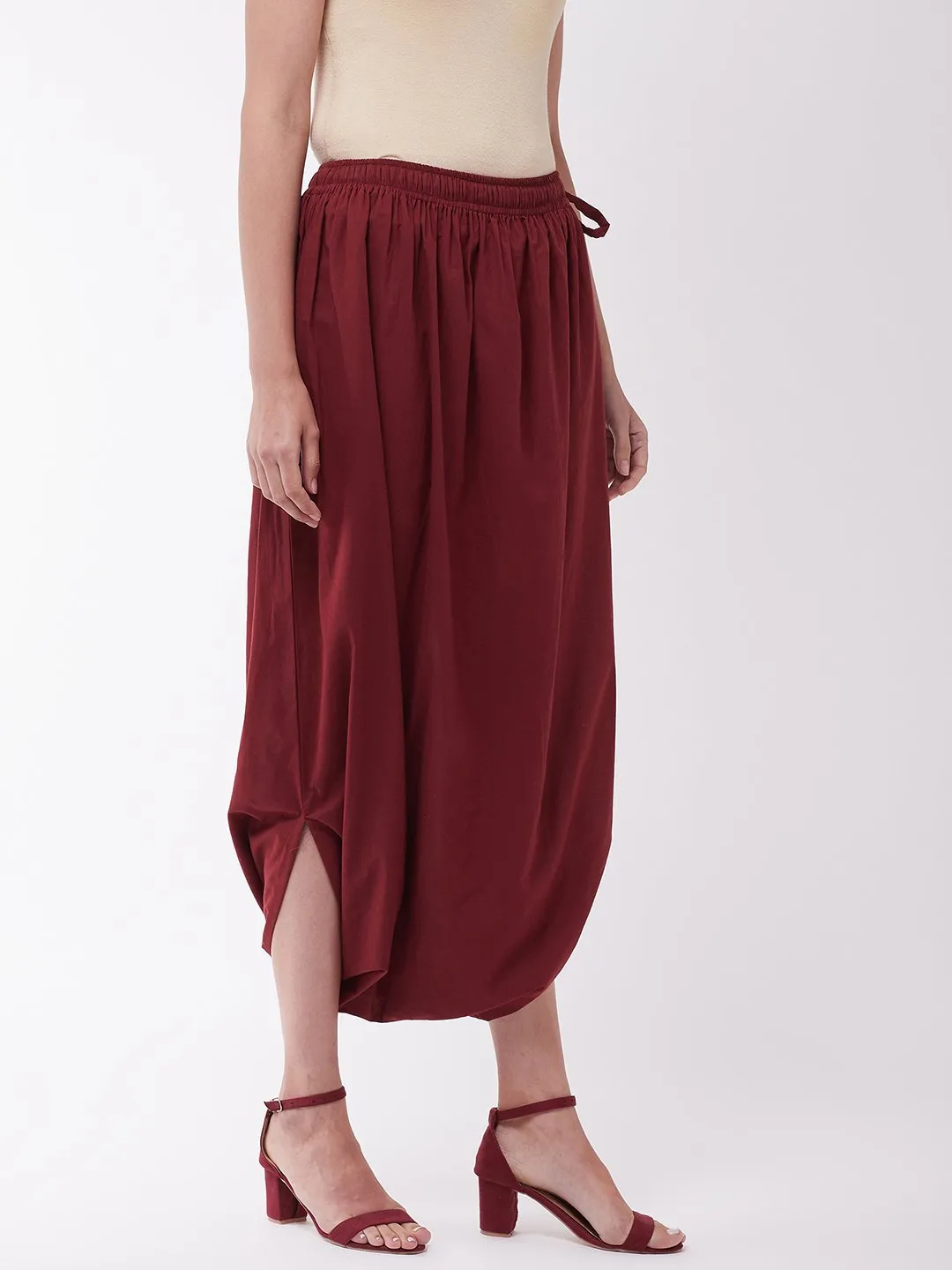 Maroon Cowl Dhoti