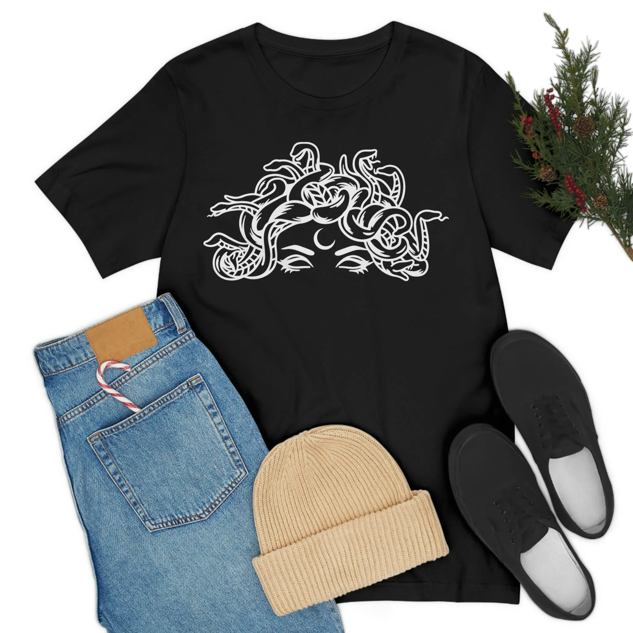 Medusa Head Snakes Comfy T-Shirt, Unisex Jersey Short Sleeve Tee