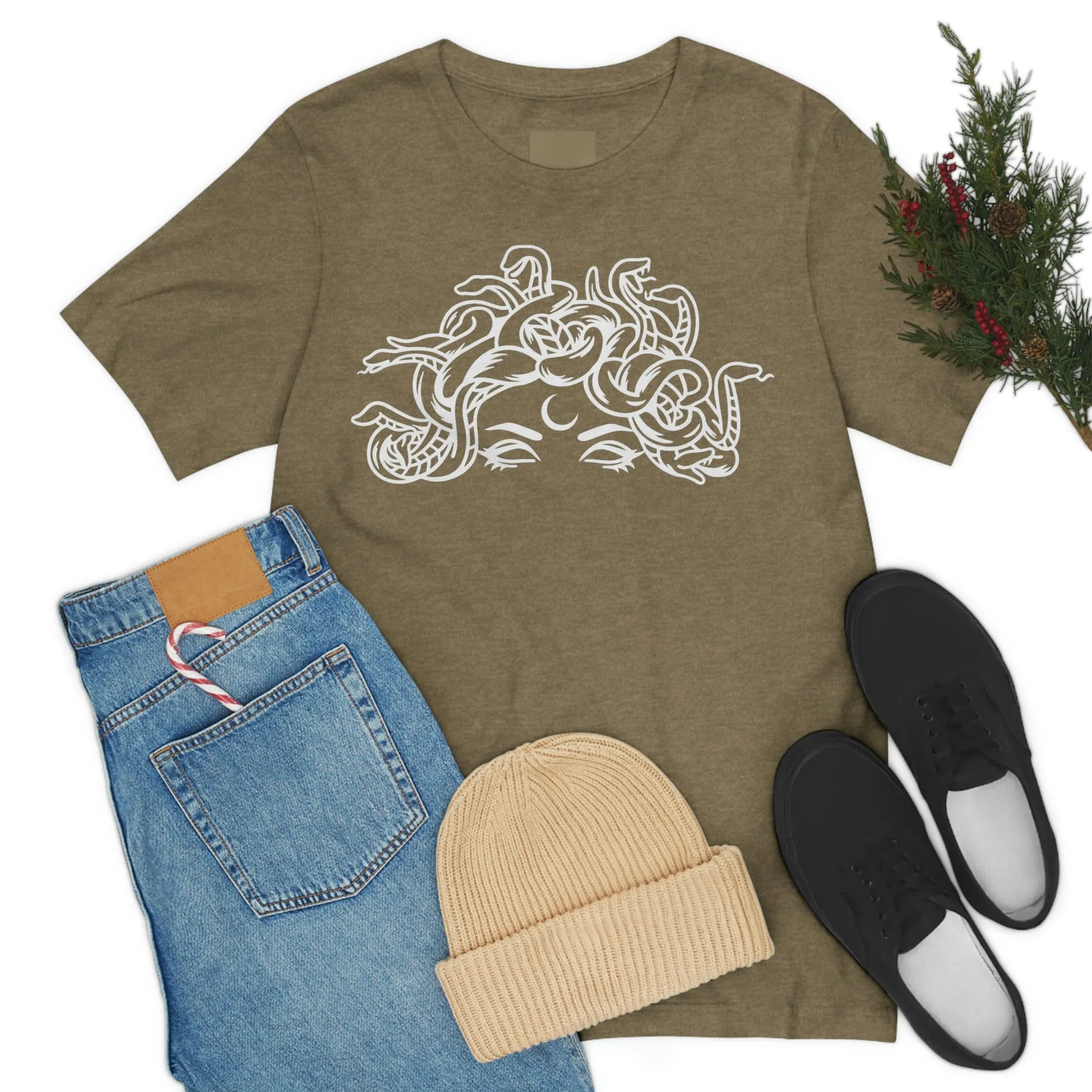 Medusa Head Snakes Comfy T-Shirt, Unisex Jersey Short Sleeve Tee