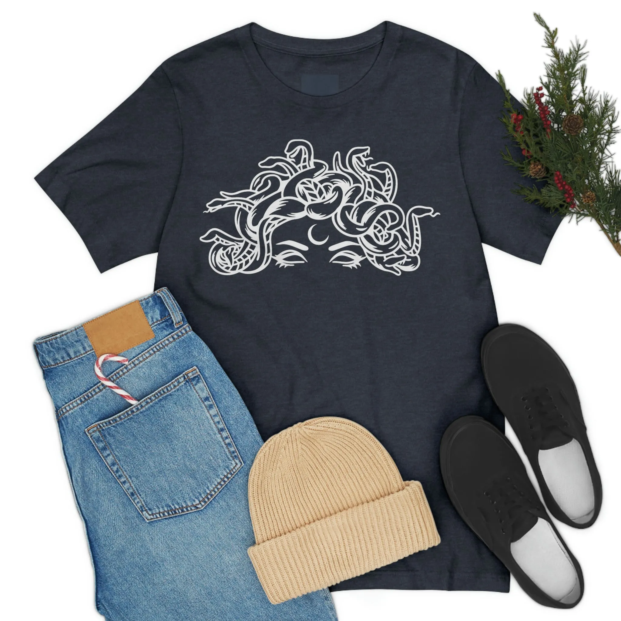 Medusa Head Snakes Comfy T-Shirt, Unisex Jersey Short Sleeve Tee