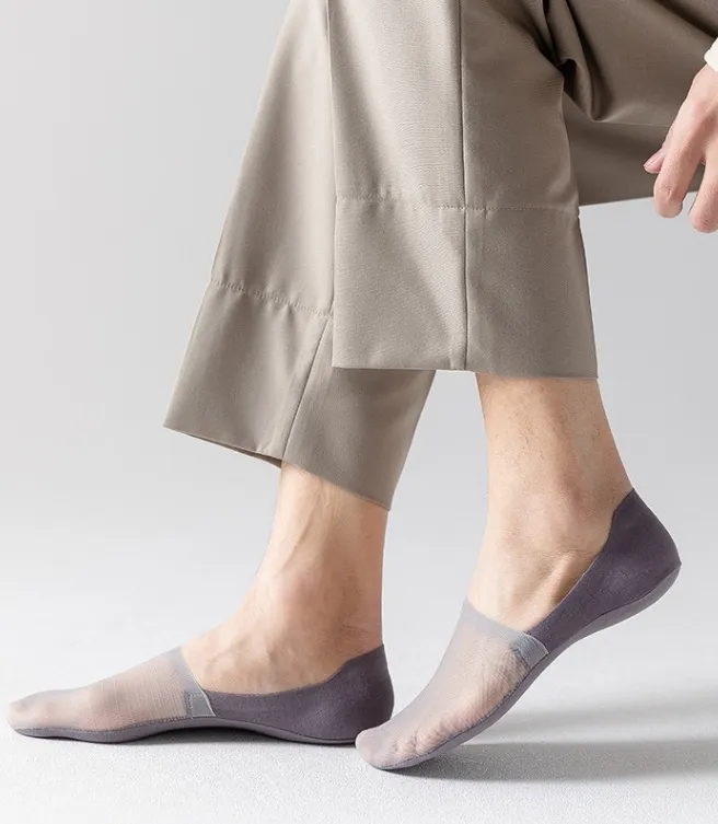 Men's 5-Pair Ultra-Thin Nylon Ankle Socks: Breathable, Non-Slip, & Comfortable