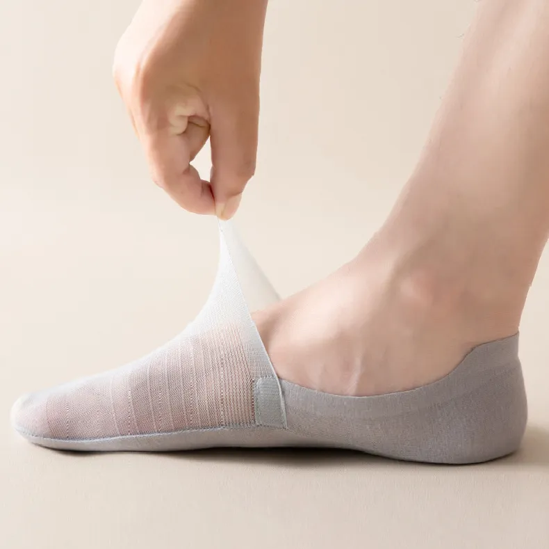 Men's 5-Pair Ultra-Thin Nylon Ankle Socks: Breathable, Non-Slip, & Comfortable