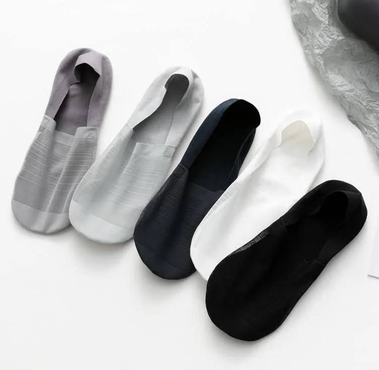 Men's 5-Pair Ultra-Thin Nylon Ankle Socks: Breathable, Non-Slip, & Comfortable