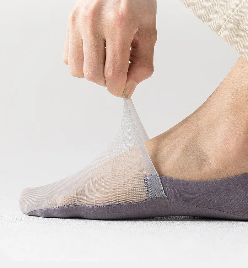 Men's 5-Pair Ultra-Thin Nylon Ankle Socks: Breathable, Non-Slip, & Comfortable
