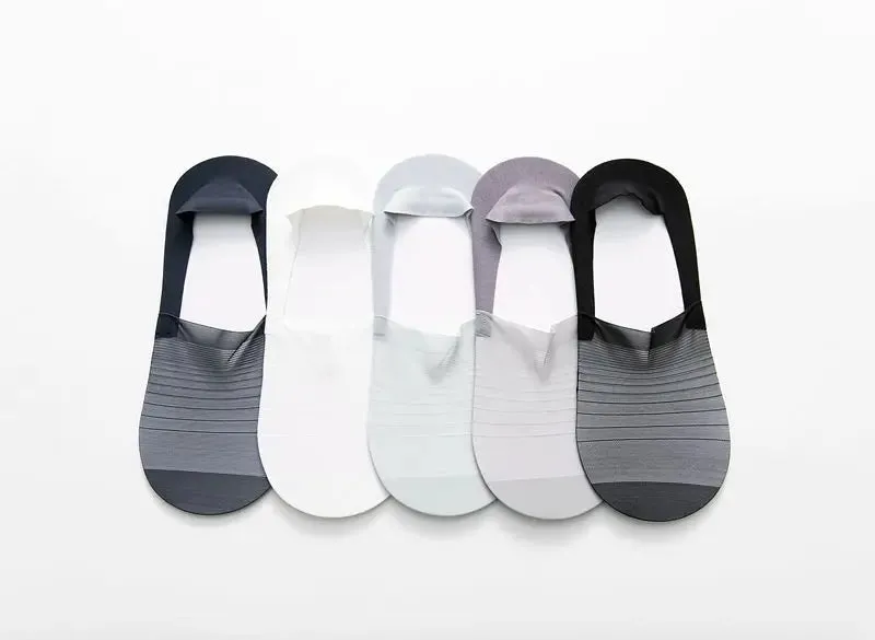 Men's 5-Pair Ultra-Thin Nylon Ankle Socks: Breathable, Non-Slip, & Comfortable