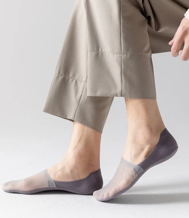 Men's 5-Pair Ultra-Thin Nylon Ankle Socks: Breathable, Non-Slip, & Comfortable