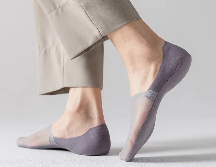 Men's 5-Pair Ultra-Thin Nylon Ankle Socks: Breathable, Non-Slip, & Comfortable