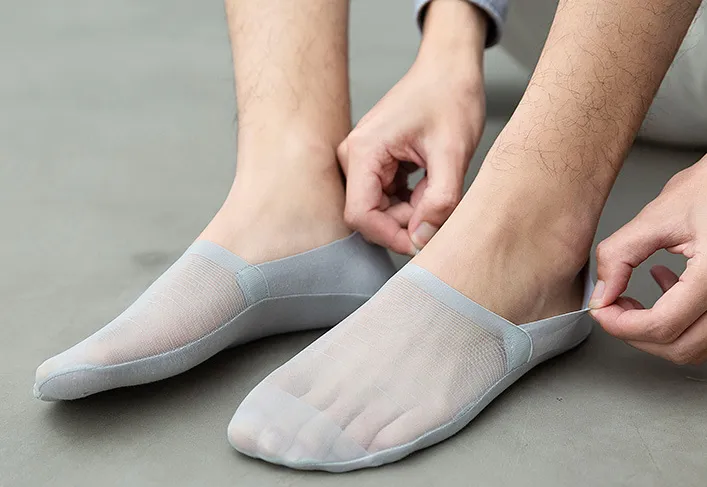 Men's 5-Pair Ultra-Thin Nylon Ankle Socks: Breathable, Non-Slip, & Comfortable