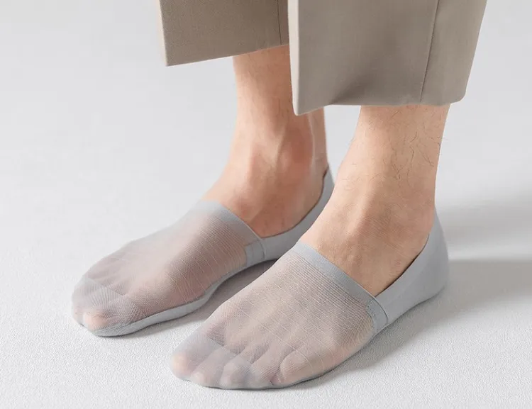 Men's 5-Pair Ultra-Thin Nylon Ankle Socks: Breathable, Non-Slip, & Comfortable