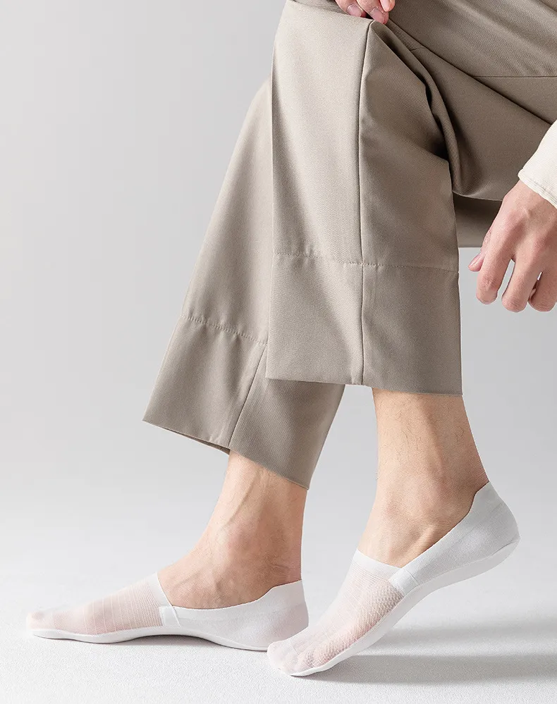 Men's 5-Pair Ultra-Thin Nylon Ankle Socks: Breathable, Non-Slip, & Comfortable