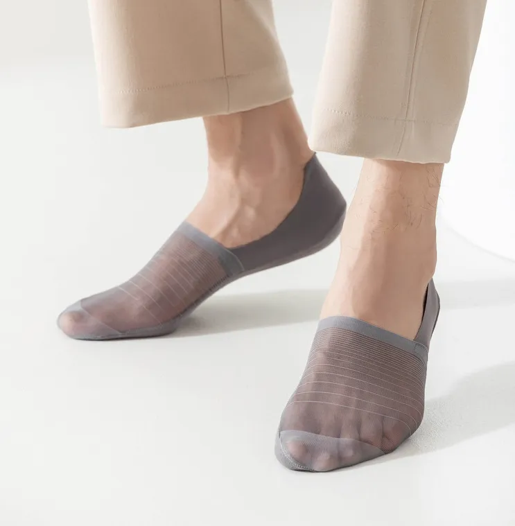 Men's 5-Pair Ultra-Thin Nylon Ankle Socks: Breathable, Non-Slip, & Comfortable
