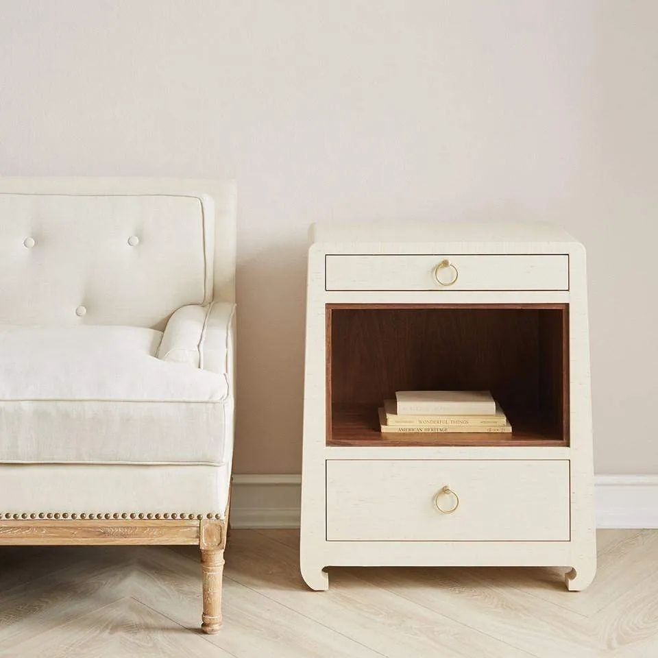 Ming 2-Drawer Side  Table / Canvas Cream