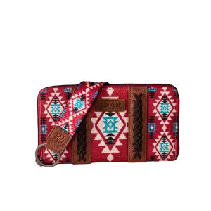 Montana West Wrangler Southwestern Art Print Wallet Burgundy