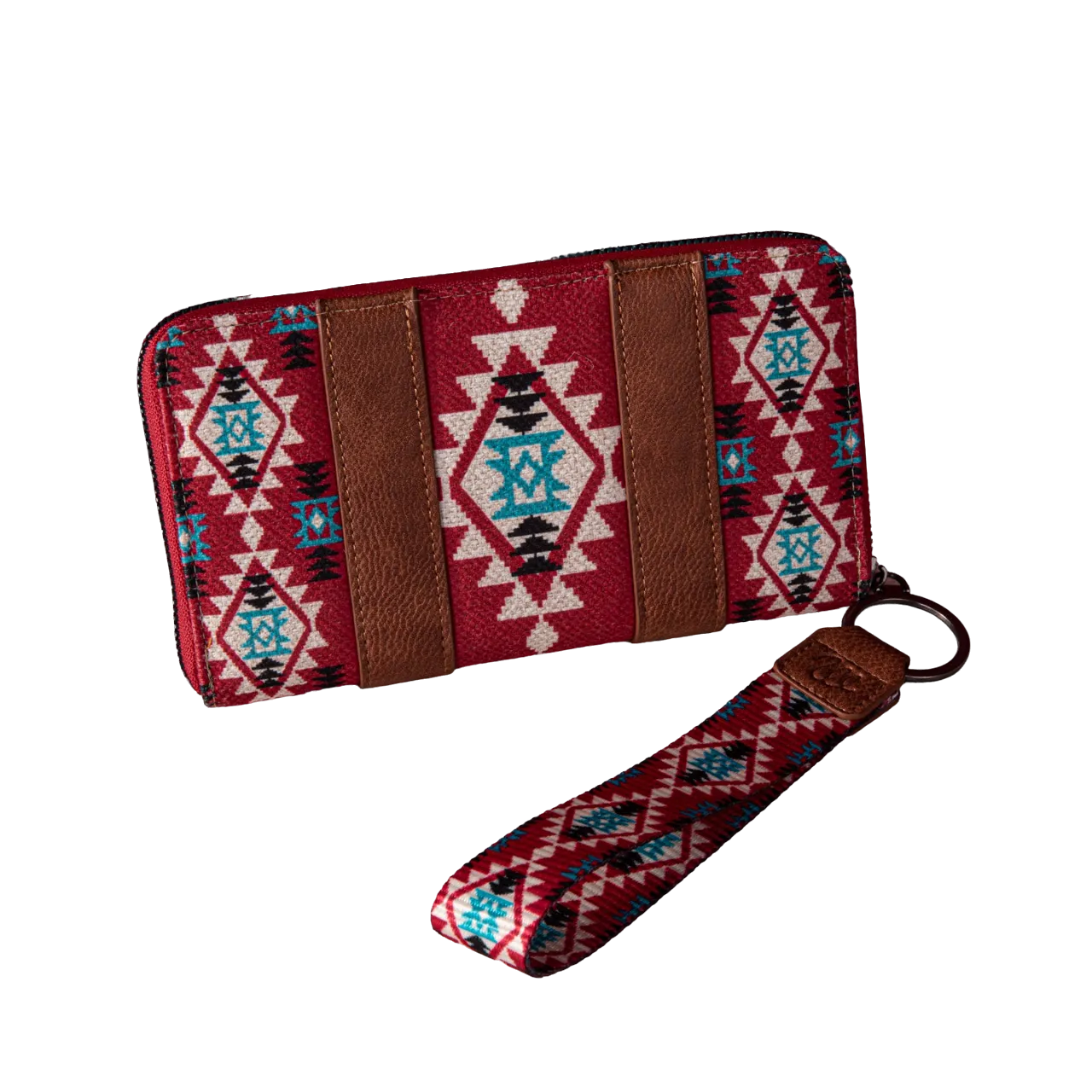 Montana West Wrangler Southwestern Art Print Wallet Burgundy