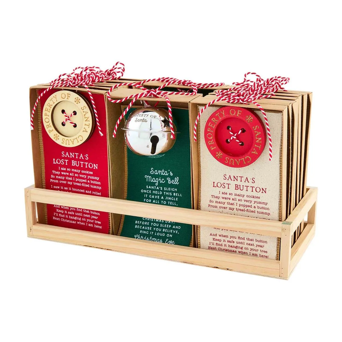 Mud Pie Santa Bell & Button Ornaments