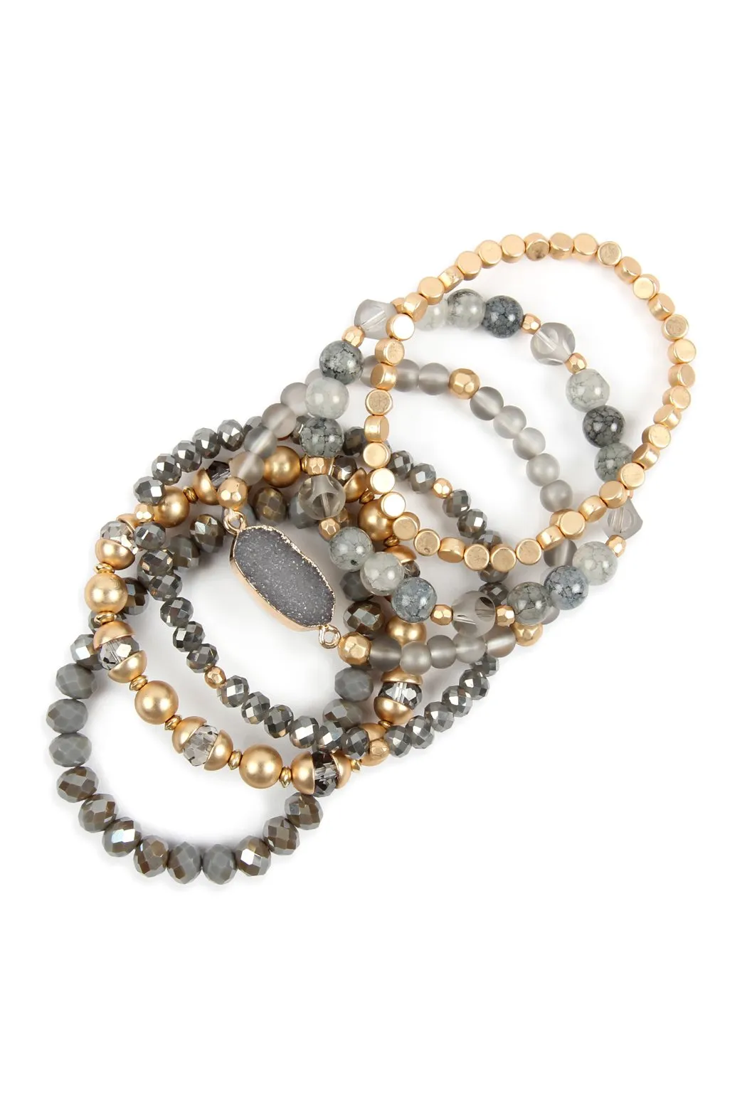 Multi Line Druzy Stone Charm Bracelet- 6 Colors