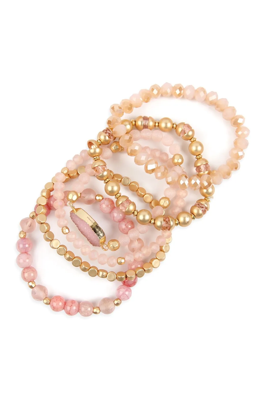 Multi Line Druzy Stone Charm Bracelet- 6 Colors