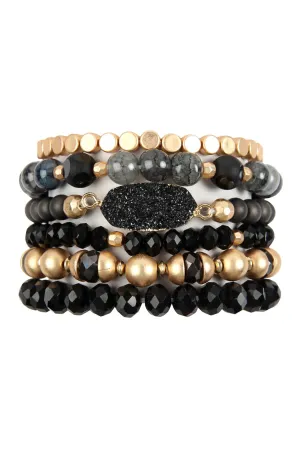 Multi Line Druzy Stone Charm Bracelet- 6 Colors