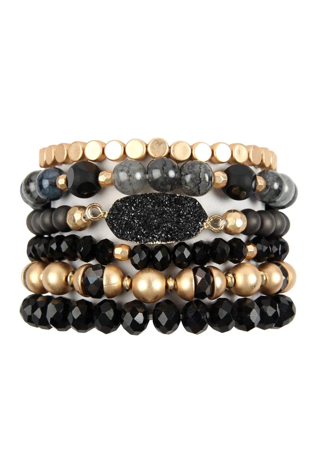 Multi Line Druzy Stone Charm Bracelet- 6 Colors