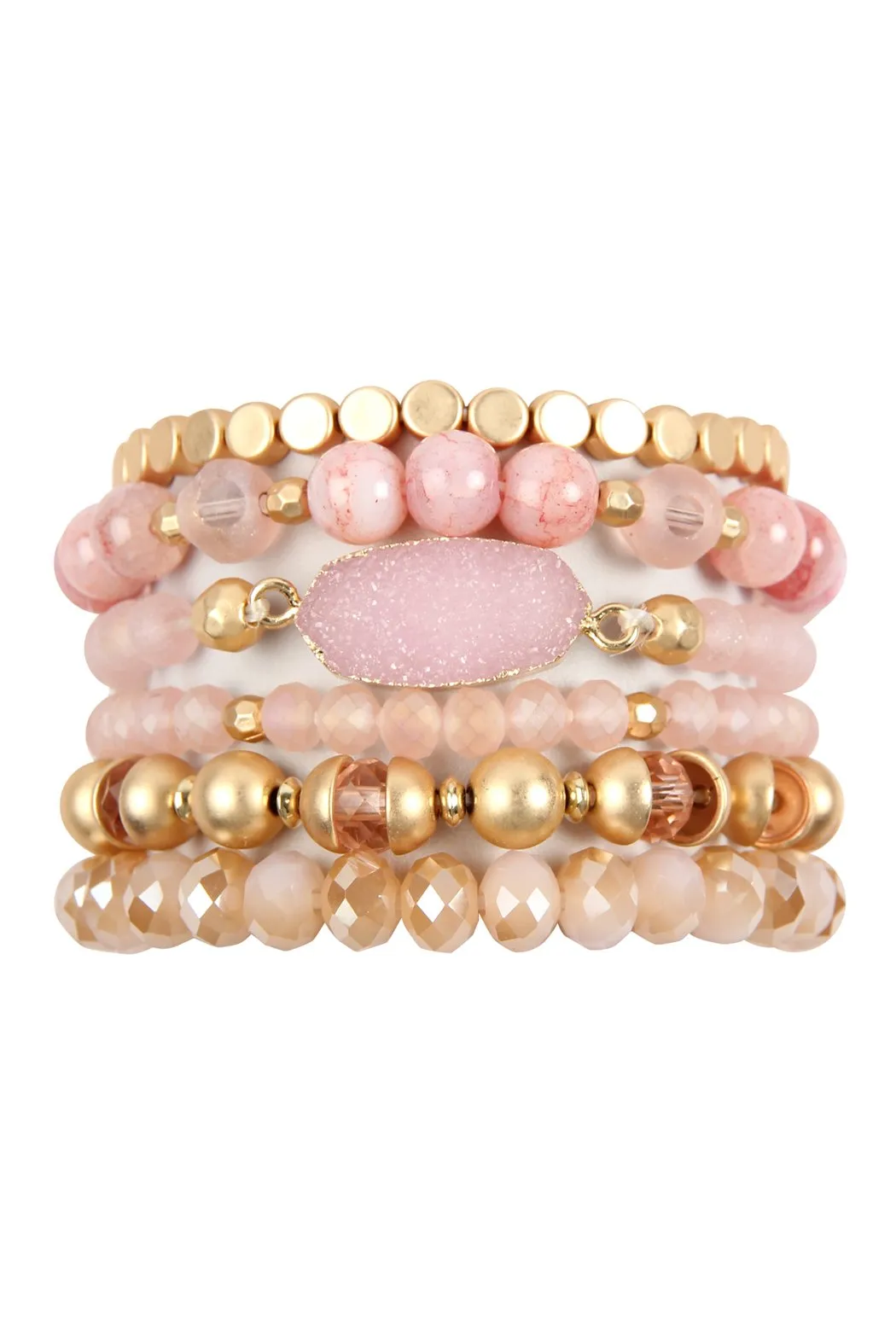 Multi Line Druzy Stone Charm Bracelet- 6 Colors