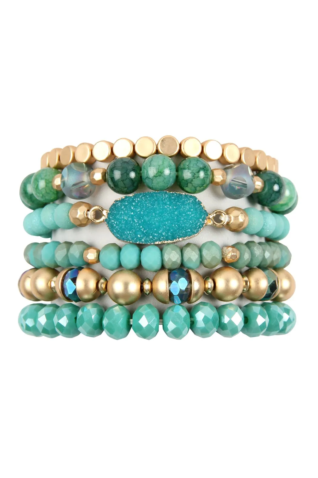 Multi Line Druzy Stone Charm Bracelet- 6 Colors