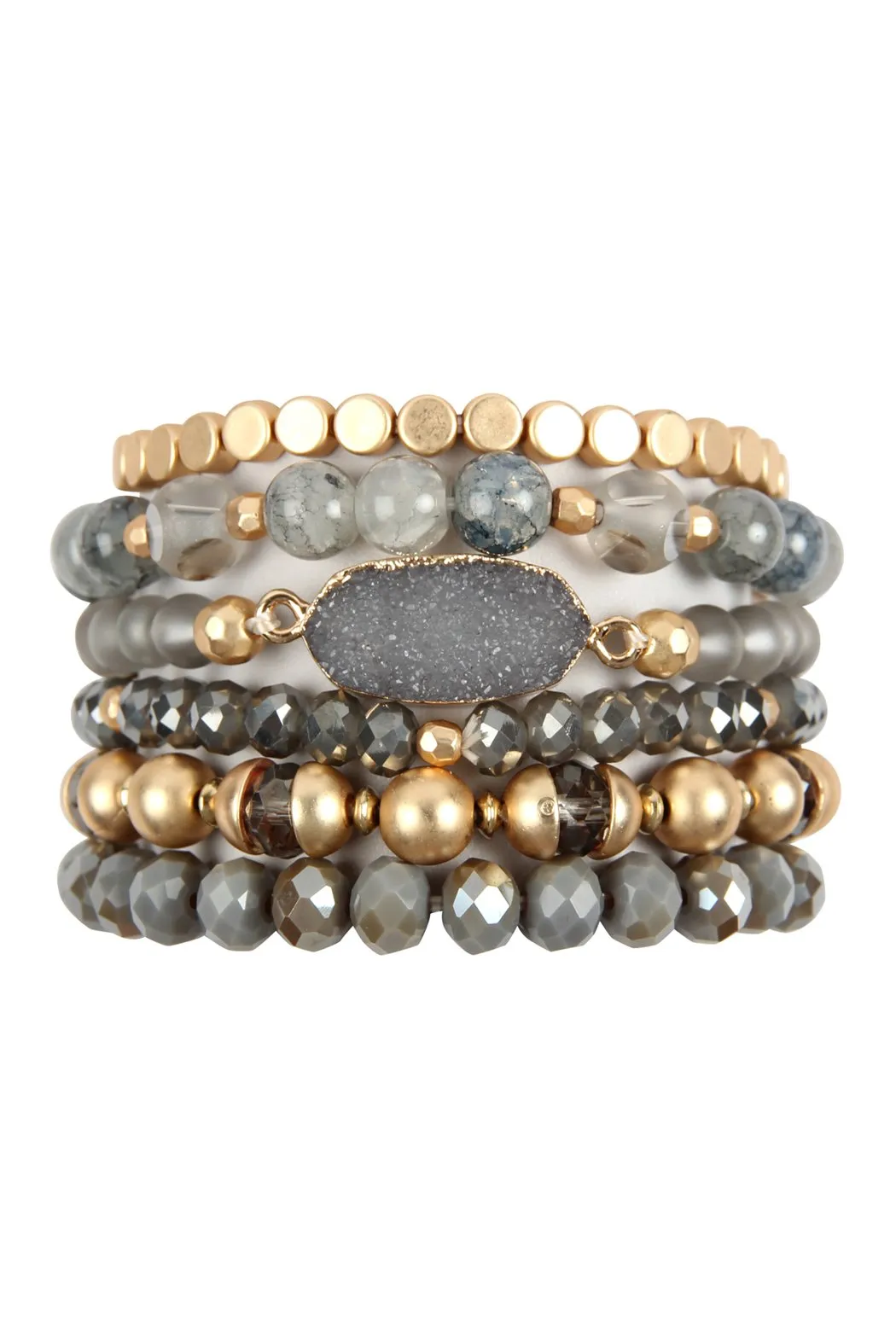 Multi Line Druzy Stone Charm Bracelet- 6 Colors